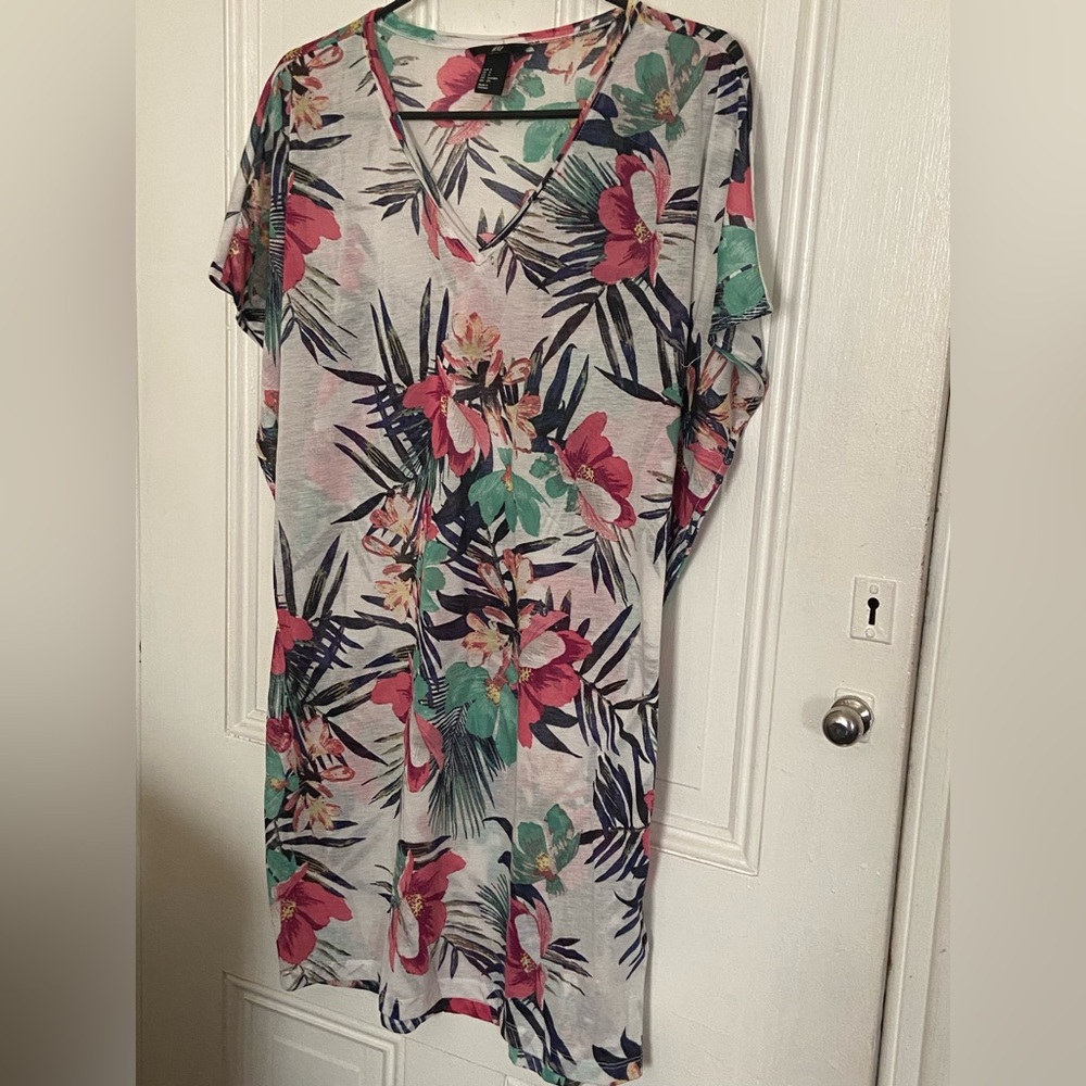 H&M Floral Swim Coverup - Pink and Green